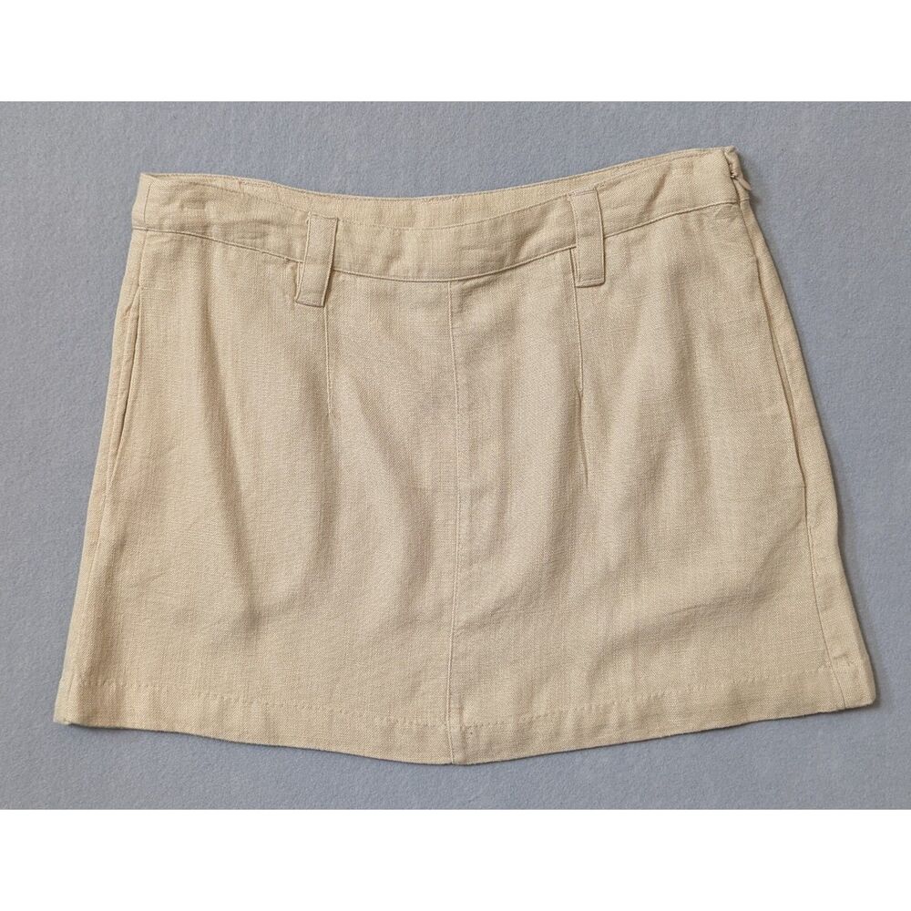NWT Free People Can't Blame Me Linen Mini Skirt Sand Size 10